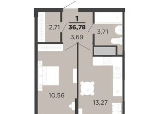 Продается однокомнатная квартира, 36.8 м2, Рязань, улица Александра Полина, 3