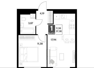 Продается однокомнатная квартира, 37.4 м2, Калуга