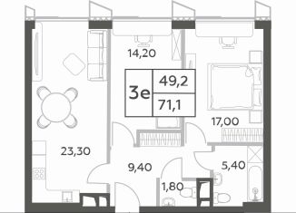 2-ком. квартира на продажу, 71.1 м2, Москва, проспект Генерала Дорохова, вл1к1, ЖК Вилл Тауэрс