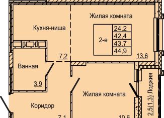 Продаю 1-ком. квартиру, 44.9 м2, Пермь, улица Красных Командиров, 6, Индустриальный район