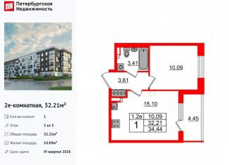 Продаю однокомнатную квартиру, 32.2 м2, Санкт-Петербург, метро Звёздная