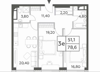 Продаю 2-комнатную квартиру, 78.6 м2, Москва, метро Ломоносовский проспект, проспект Генерала Дорохова, вл1к1