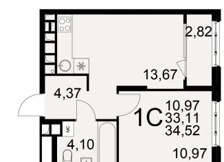 Продам 1-комнатную квартиру, 35.9 м2, Рязань