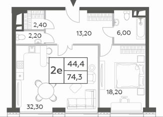 Продажа 1-комнатной квартиры, 74.3 м2, Москва, проспект Генерала Дорохова, вл1к1, ЖК Вилл Тауэрс