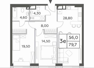 Продаю двухкомнатную квартиру, 79.7 м2, Москва, проспект Генерала Дорохова, вл1к1, ЖК Вилл Тауэрс