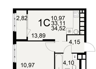 Продажа 1-комнатной квартиры, 35.9 м2, Рязань