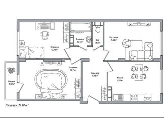 Продается 3-ком. квартира, 75 м2, Ярославль, Брагинская улица, 18к4