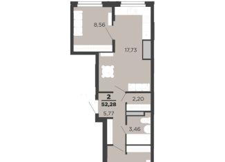 2-комнатная квартира на продажу, 52.3 м2, Рязань, улица Александра Полина, 3