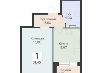 Продам 1-комнатную квартиру, 31.5 м2, Воронежская область, улица 45-й Стрелковой Дивизии, 259/27