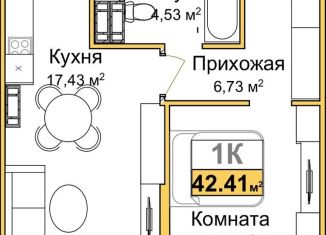 Продаю 1-комнатную квартиру, 40.5 м2, Симферополь