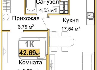 Продажа однокомнатной квартиры, 40.7 м2, Симферополь