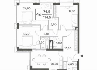 Продажа трехкомнатной квартиры, 114.6 м2, Москва, проспект Генерала Дорохова, вл1к1, ЖК Вилл Тауэрс