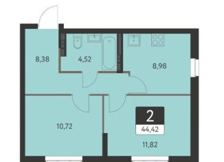 Продается 2-ком. квартира, 44.4 м2, Екатеринбург, улица Академика Ландау, 39А/2