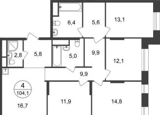 4-ком. квартира на продажу, 104.1 м2, Московский, 11-я фаза, к3