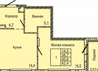 Продаю однокомнатную квартиру, 42.4 м2, Пермский край, улица Красных Командиров, 6