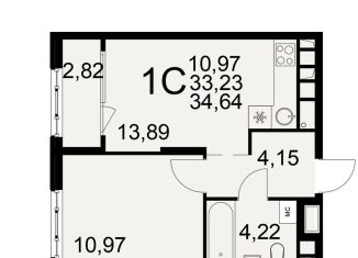 Продажа 1-комнатной квартиры, 36.1 м2, Рязань