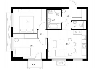 Продается 2-ком. квартира, 54.6 м2, Москва