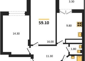 Продажа 2-ком. квартиры, 59.1 м2, Воронеж, улица Красных Партизан, 35