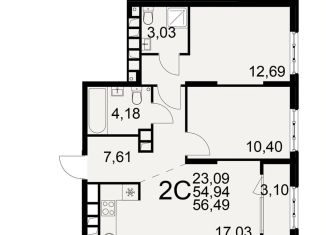 2-ком. квартира на продажу, 58 м2, Рязань