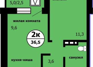 Продажа 2-ком. квартиры, 36.5 м2, Красноярск, улица Лесников, 55, ЖК Панорама