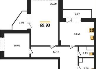 Продам 2-ком. квартиру, 69.9 м2, Владимир, ЖК Содышка, улица Лакина, 2Б