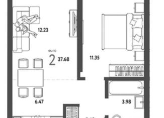 Продам 2-комнатную квартиру, 37.7 м2, Новосибирск, метро Площадь Гарина-Михайловского