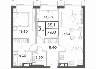 Продается двухкомнатная квартира, 79 м2, Москва, метро Ломоносовский проспект, проспект Генерала Дорохова, вл1к1