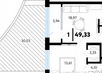 Продаю 1-ком. квартиру, 49.3 м2, Тюмень, Ленинский округ