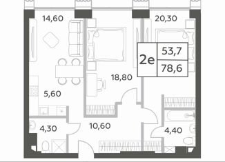 Продажа двухкомнатной квартиры, 79.4 м2, Москва, район Раменки, проспект Генерала Дорохова, вл1к1