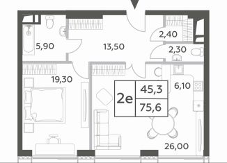 Однокомнатная квартира на продажу, 75 м2, Москва, проспект Генерала Дорохова, вл1к1, ЖК Вилл Тауэрс