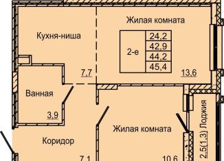 1-комнатная квартира на продажу, 45.4 м2, Пермь, улица Красных Командиров, 6, Индустриальный район