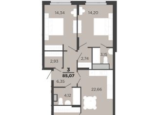 Продам 3-ком. квартиру, 85.1 м2, Рязань, Московский район, улица Александра Полина, 3