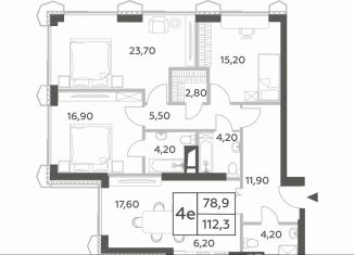 Трехкомнатная квартира на продажу, 110.8 м2, Москва, проспект Генерала Дорохова, вл1к1, ЖК Вилл Тауэрс