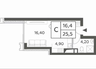 Продажа квартиры студии, 25.5 м2, Москва, проспект Генерала Дорохова, вл1к1, ЖК Вилл Тауэрс