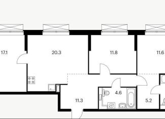 Продаю трехкомнатную квартиру, 86.2 м2, Казань, Чистопольская улица, 88