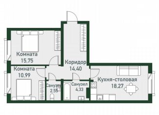 Продается трехкомнатная квартира, 67.2 м2, посёлок Западный, Спортивная улица, 10