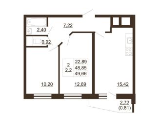 Продажа 2-комнатной квартиры, 49.7 м2, Ленинградская область, Западный проезд, 10/1к2