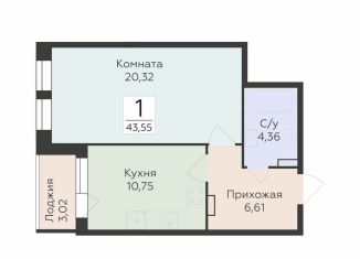 Продажа однокомнатной квартиры, 43.6 м2, Воронеж, улица 45-й Стрелковой Дивизии, 259/27, Коминтерновский район