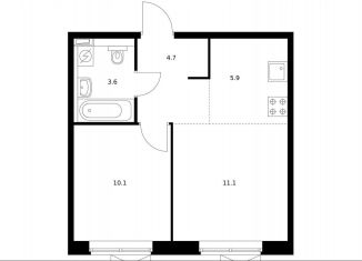 Продам 2-ком. квартиру, 35.4 м2, Московская область, микрорайон Парковый, 1к6