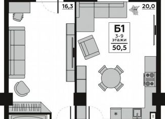 Продажа 1-ком. квартиры, 50.5 м2, Волгоград, Советский район, Горячеводская улица, 5