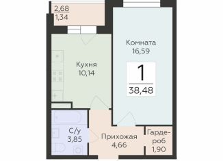 Продаю 1-комнатную квартиру, 38.5 м2, Воронеж, улица 45-й Стрелковой Дивизии, 259/27