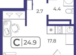 Продам квартиру студию, 24.9 м2, Тюмень, Ленинский округ, Дамбовская улица, 29к1