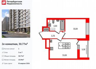 Продажа 1-ком. квартиры, 30.8 м2, Санкт-Петербург, метро Московская