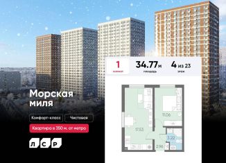 Продается однокомнатная квартира, 34.8 м2, Санкт-Петербург, метро Автово