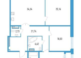 Продается двухкомнатная квартира, 129.4 м2, Санкт-Петербург, муниципальный округ Гагаринское, улица Типанова, 22