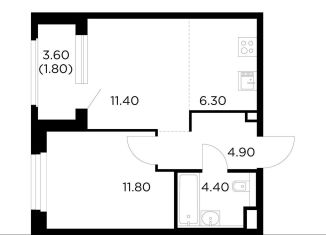 Продается 2-комнатная квартира, 40.6 м2, Московская область, жилой комплекс Белый Grad, 12.2