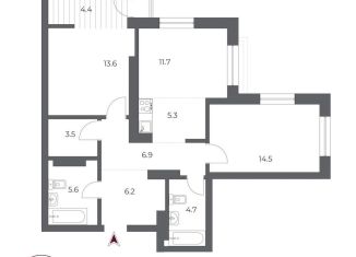 Продажа 3-ком. квартиры, 74.2 м2, Новосибирск, метро Сибирская