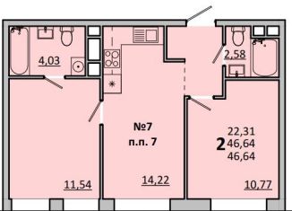 Продажа двухкомнатной квартиры, 46.6 м2, Московская область, Белорусская улица, 5