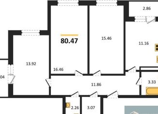 Продам 3-ком. квартиру, 80.5 м2, Воронеж, Коминтерновский район, улица 45-й Стрелковой Дивизии, 259/27