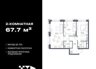 2-комнатная квартира на продажу, 67.7 м2, Москва, ЮВАО